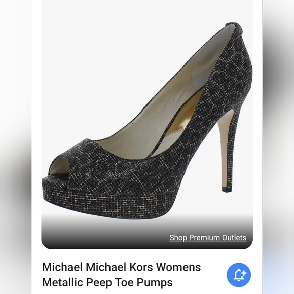 2/$40 Michael Kors metallic Blue , Gold Peep Toe Heels Used EUC..excellent Size9 - Picture 4 of 13